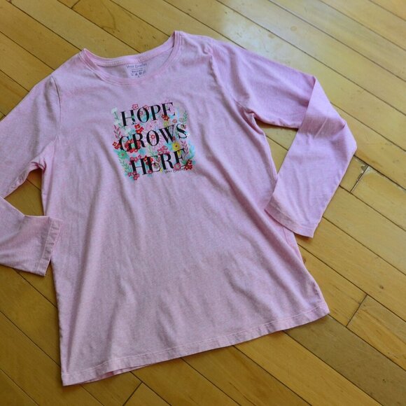 VERA BRADLEY PINK HOPE GROWS HERE Breast Cancer Awareness Cotton T-SHIRT Size L - Picture 4 of 6